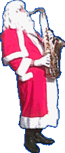 Le Père Noël joue du saxo
